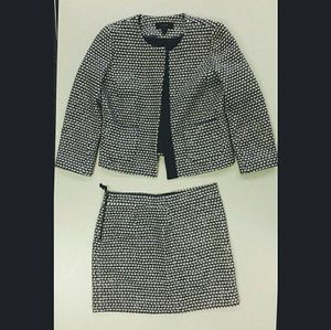 JCrew tweed suit 2 & 0 blazer & skirt blue & white